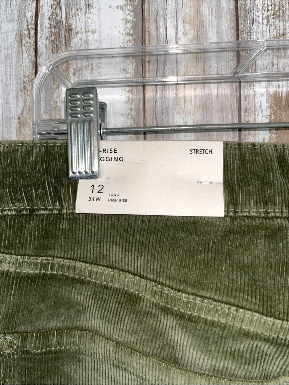 NWT American Eagle Olive Green High Rise Corduroy Jegging Size 12 Long 31W - Picture 8 of 8